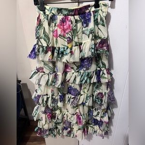 H&M midi skirt with ruffles and floral print size 4